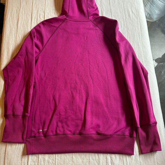 Womens Large Nike Thermafit Hoodie Pullover Sweatshirt Purple Gold Swooshstripe - Picture 9 of 9